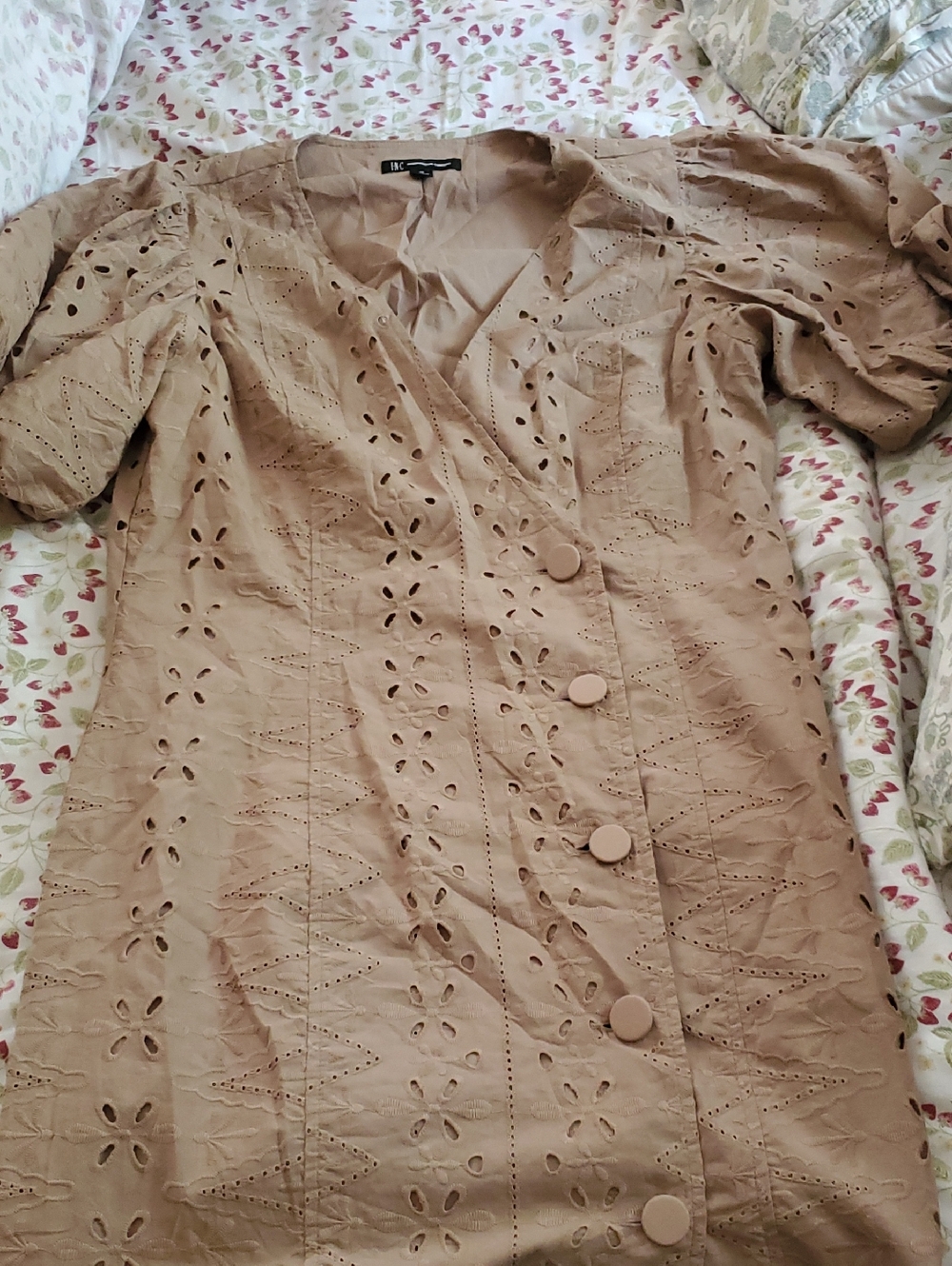 INC International Concepts Taupe Dress with Floral Lining